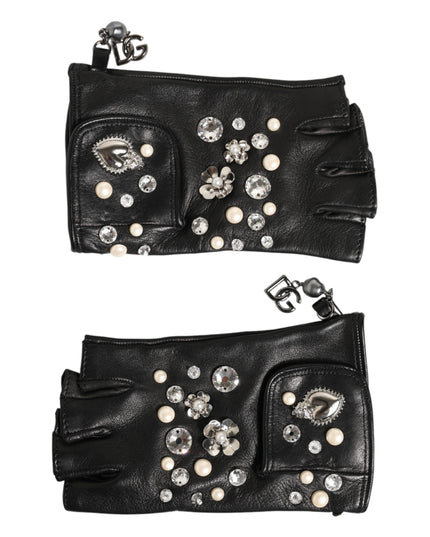 Dolce & Gabbana Blue Logo Fingerless Wrist Length Mitten Gloves