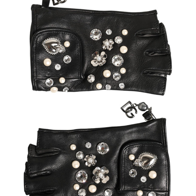 Dolce & Gabbana Blue Logo Fingerless Wrist Length Mitten Gloves