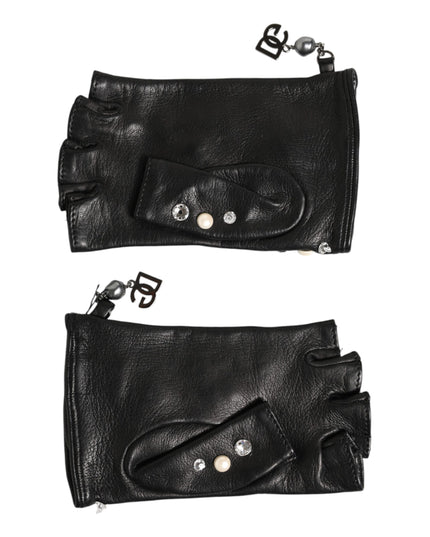 Dolce & Gabbana Blue Logo Fingerless Wrist Length Mitten Gloves