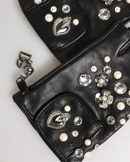 Dolce & Gabbana Blue Logo Fingerless Wrist Length Mitten Gloves