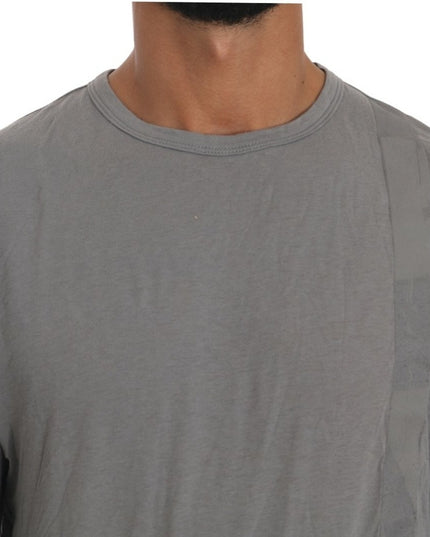 Scervino Street Cotton Gray Round Neck Pullover Top Sweater