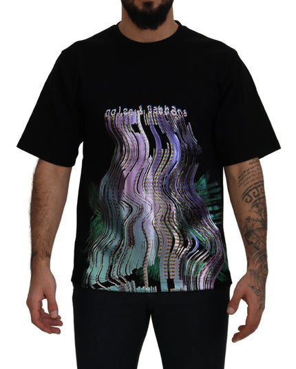 Dolce & Gabbana Cotton Black Printed Crewneck Tee T-shirt