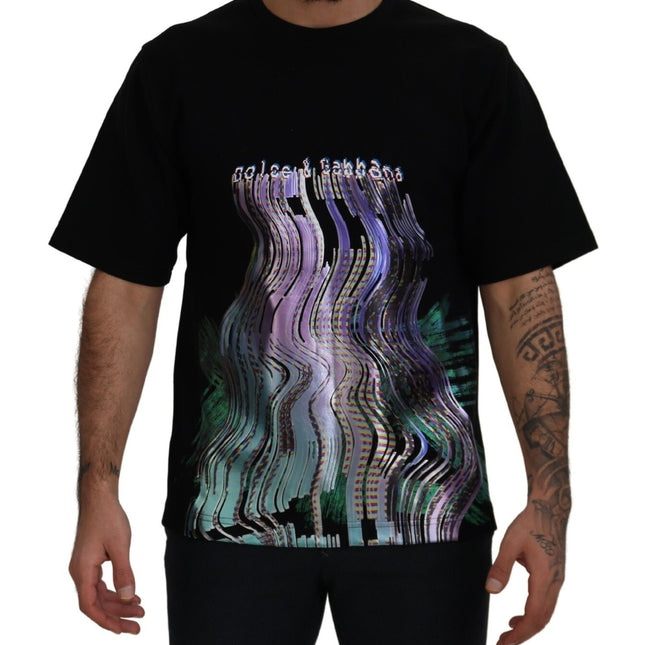Dolce & Gabbana Cotton Black Printed Crewneck Tee T-shirt