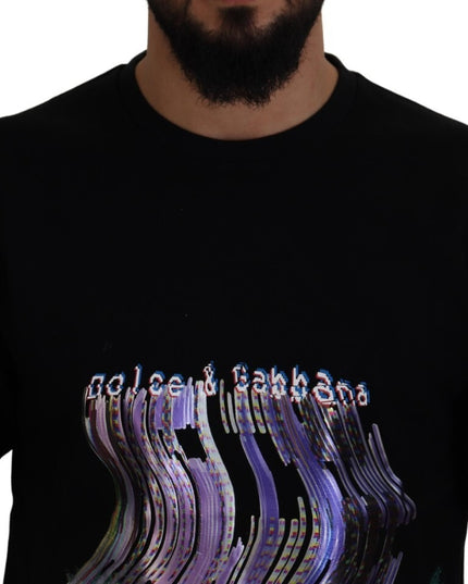 Dolce & Gabbana Cotton Black Printed Crewneck Tee T-shirt