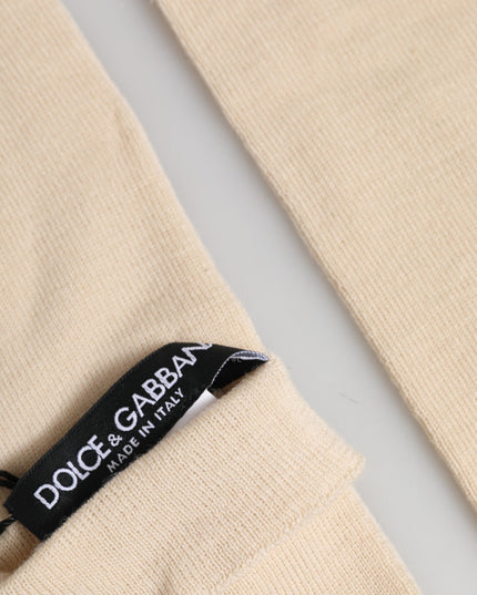 Dolce & Gabbana Beige Wool Fingerless Elbow Length Women Gloves