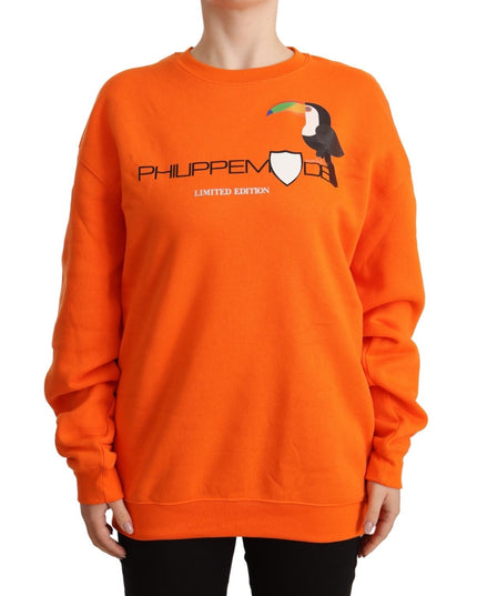 Philippe Model Orange Printed Long Sleeves Pullover Sweater