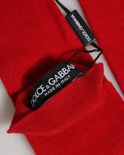 Dolce & Gabbana Red Wool Knitted Fingerless Elbow One Length Gloves