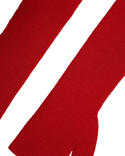 Dolce & Gabbana Red Wool Knitted Fingerless Elbow One Length Gloves