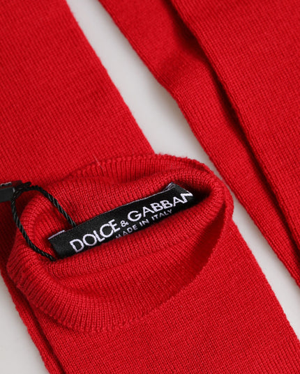 Dolce & Gabbana Red Wool Fingerless Elbow Length Mitten Gloves