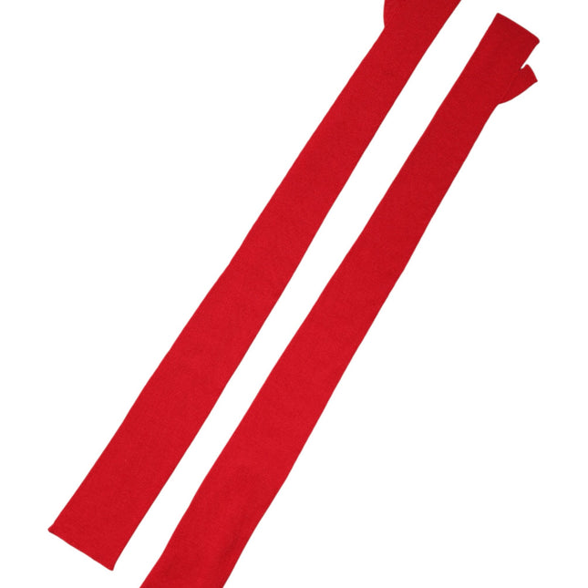 Dolce & Gabbana Red Wool Fingerless Elbow Length Mitten Gloves