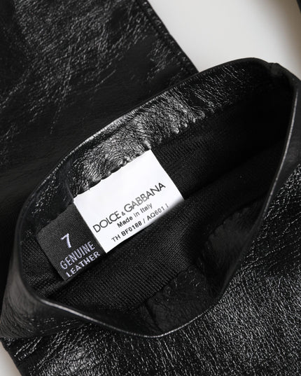 Dolce & Gabbana Black Polyester Elbow Length Mitten Gloves