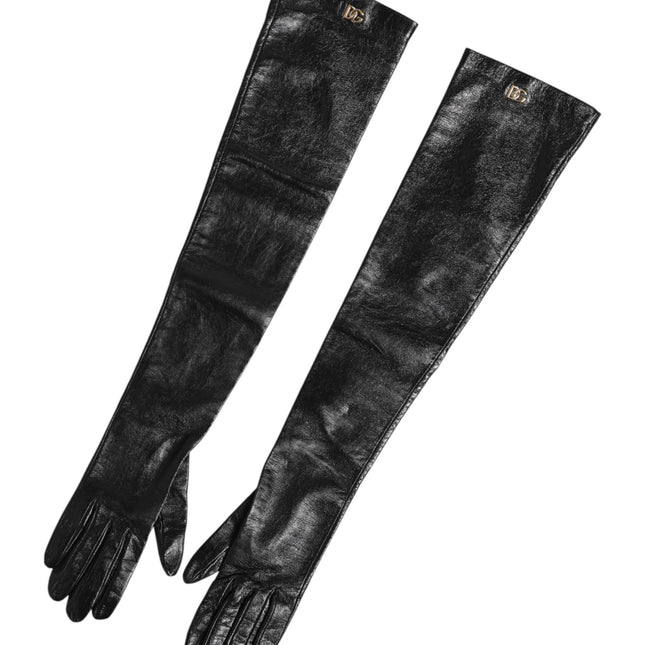 Dolce & Gabbana Black Polyester Elbow Length Mitten Gloves