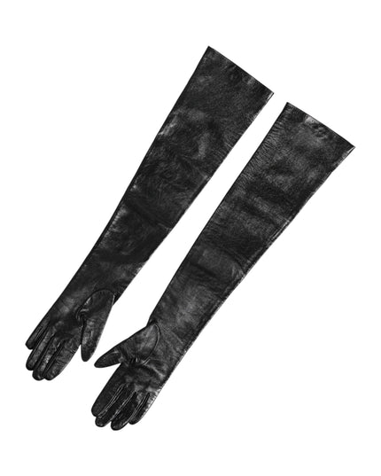 Dolce & Gabbana Black Polyester Elbow Length Mitten Gloves