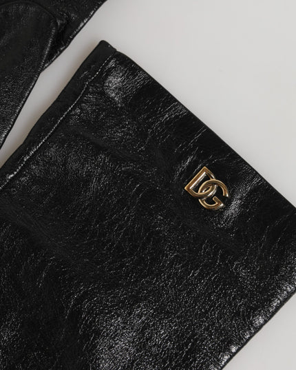 Dolce & Gabbana Black Polyester Elbow Length Mitten Gloves