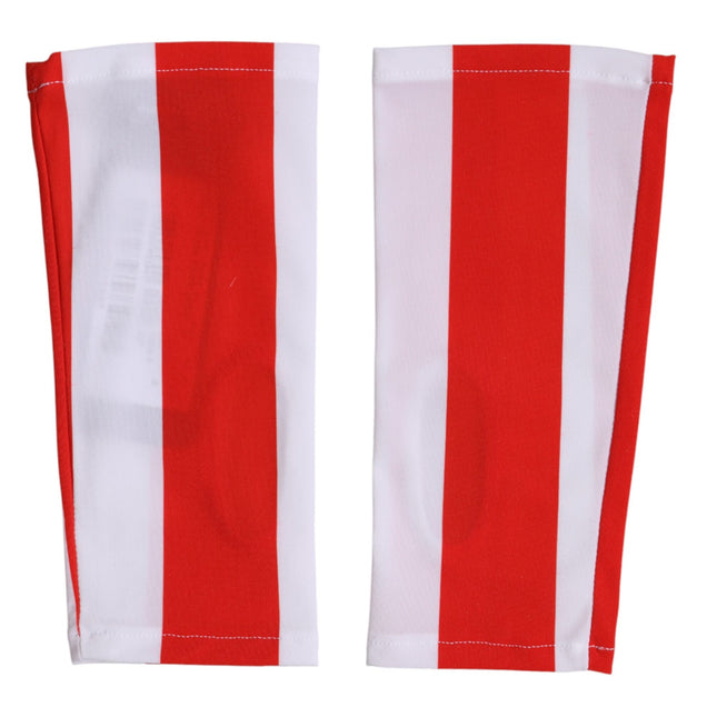 Dolce & Gabbana Red White Nylon Fingerless Wrist Length Gloves