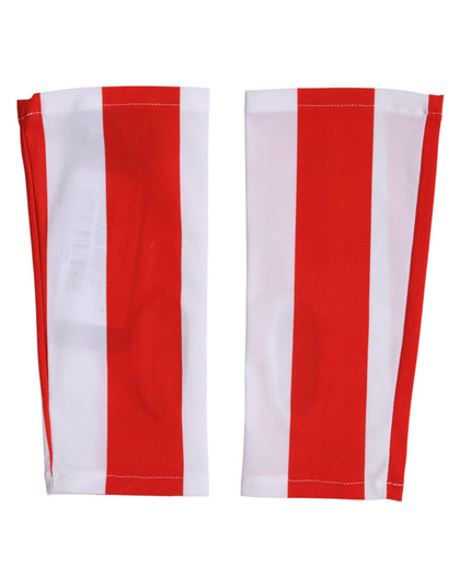 Dolce & Gabbana Red White Nylon Fingerless Wrist Length Gloves