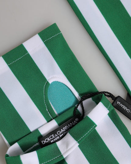 Dolce & Gabbana Green White Nylon Fingerless Wrist Length Gloves