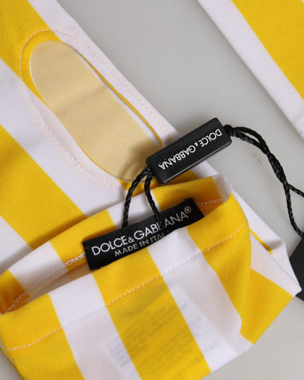 Dolce & Gabbana Yellow White Nylon Fingerless Wrist Length Gloves