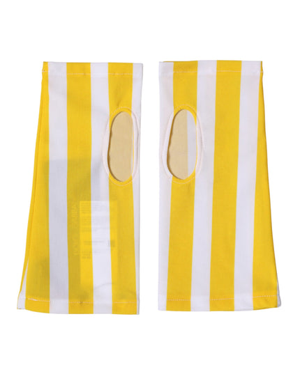 Dolce & Gabbana Yellow White Nylon Fingerless Wrist Length Gloves