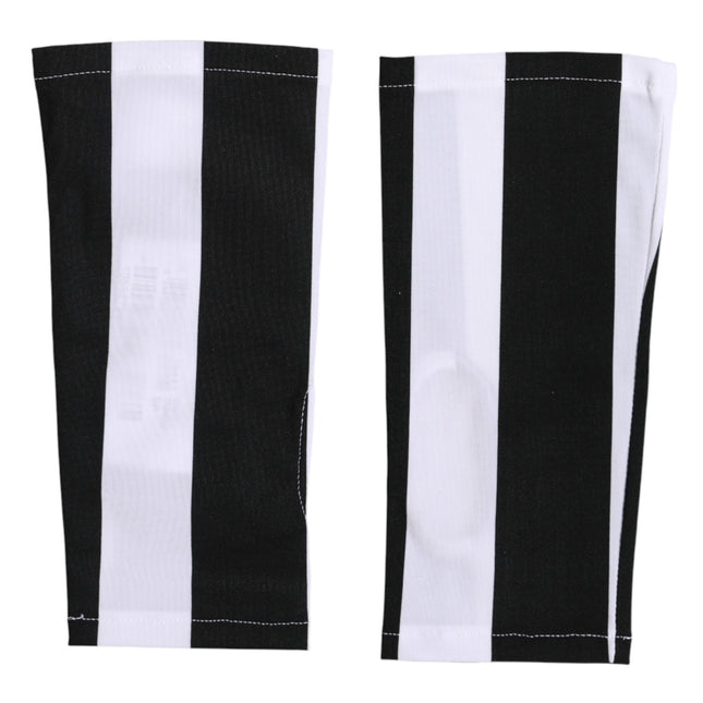 Dolce & Gabbana Black White Nylon Fingerless Wrist Length Gloves