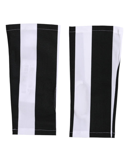 Dolce & Gabbana Black White Nylon Fingerless Wrist Length Gloves