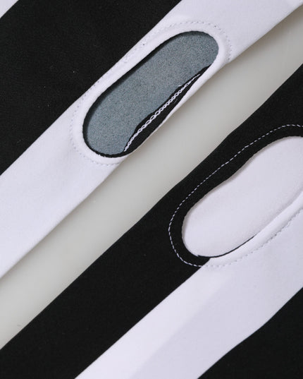 Dolce & Gabbana Black White Nylon Fingerless Wrist Length Gloves