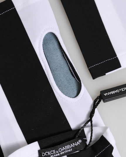 Dolce & Gabbana Black White Nylon Fingerless Wrist Length Gloves