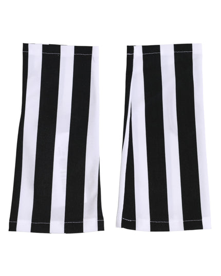 Dolce & Gabbana Black White Nylon Fingerless Wrist Length Gloves