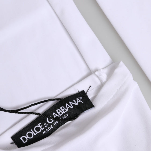 Dolce & Gabbana White Nylon Fingerless Elbow Length Mitten Gloves