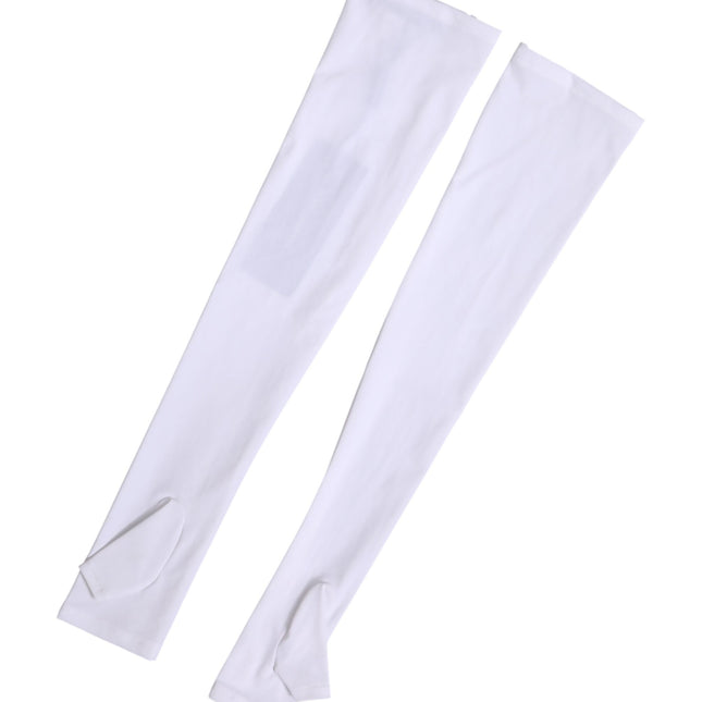 Dolce & Gabbana White Nylon Fingerless Elbow Length Mitten Gloves