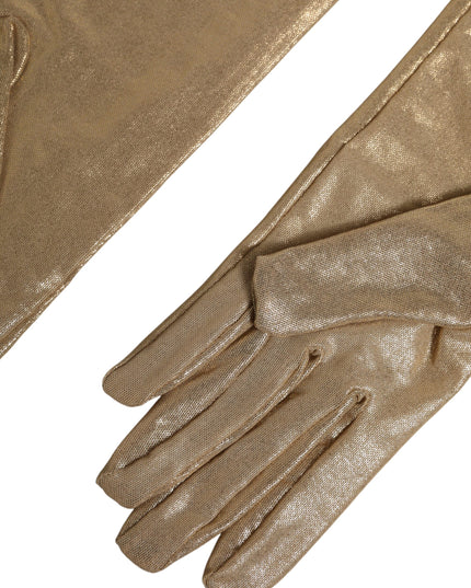 Dolce & Gabbana Beige Nylon Long Elbow Length Mitten Gloves