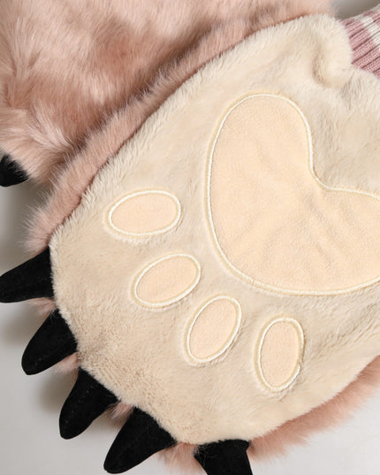 Dolce & Gabbana Brown Acrylic Knitted Fur Wrist Mitten Gloves