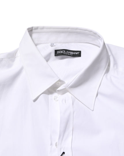 Dolce & Gabbana White Cotton Collared Long Sleeve Men Dress Shirt