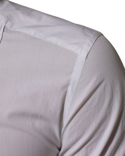 Dolce & Gabbana White Cotton Collared Long Sleeve GOLD Dress  Shirt