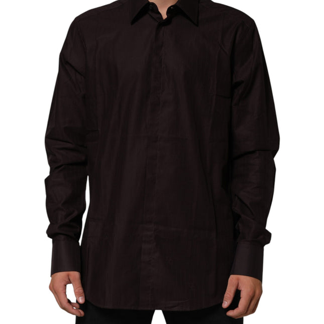 Dolce & Gabbana Brown Cotton LongSleeve MARTINI Dress  Shirt