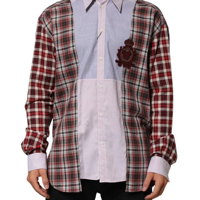 Dolce & Gabbana Multicolor Cotton Collared Checkered Shirt
