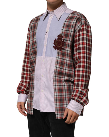 Dolce & Gabbana Multicolor Cotton Collared Checkered Shirt