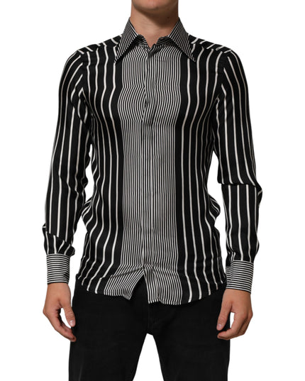 Dolce & Gabbana Black White Stripes Men MARTINI Dress Shirt