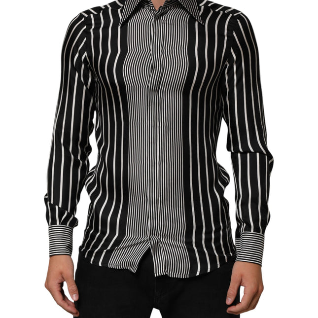 Dolce & Gabbana Black White Stripes Men MARTINI Dress Shirt