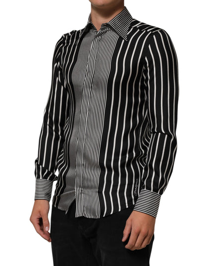 Dolce & Gabbana Black White Stripes Men MARTINI Dress Shirt