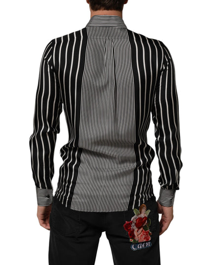 Dolce & Gabbana Black White Stripes Men MARTINI Dress Shirt