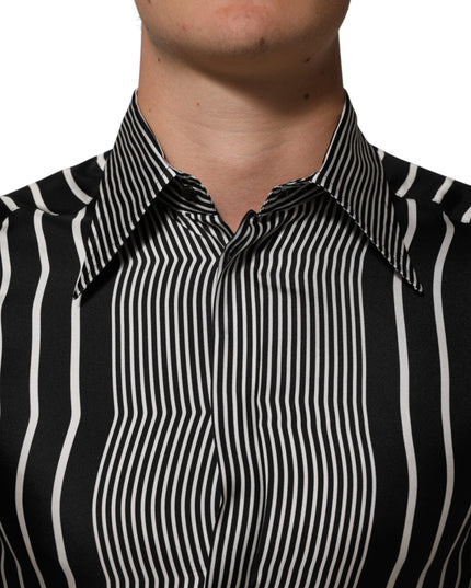 Dolce & Gabbana Black White Stripes Men MARTINI Dress Shirt