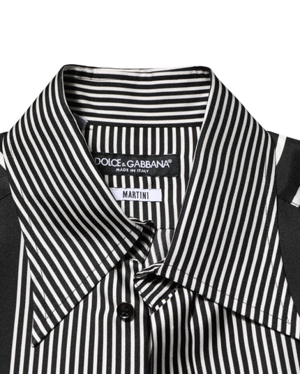Dolce & Gabbana Black White Stripes Men MARTINI Dress Shirt