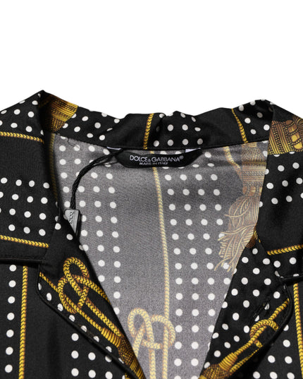 Dolce & Gabbana Black Dotted Tassel Silk Button Down Shirt