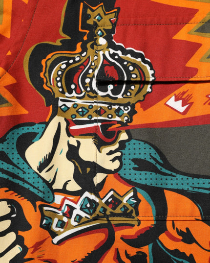 Dolce & Gabbana Brown Superhero Print Button Down Shirt