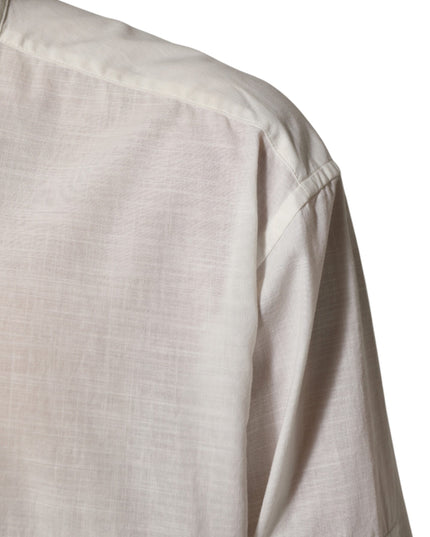 Dolce & Gabbana White Cotton Floral Print Button Down Shirt