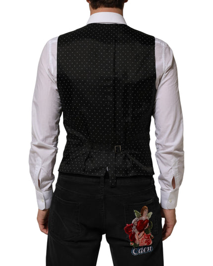 Dolce & Gabbana Black Wool Dress Formal Men Waistcoat Vest