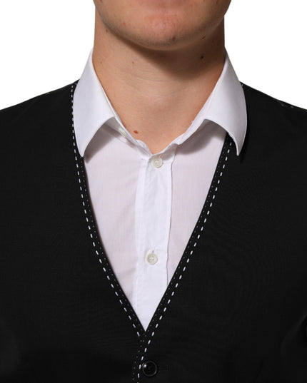 Dolce & Gabbana Black Wool Dress Formal Men Waistcoat Vest
