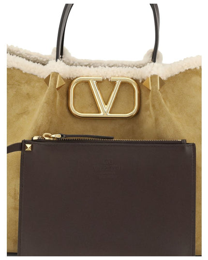 Valentino Garavani Beige Calf Leather Bos Taurus Shoulder Bag