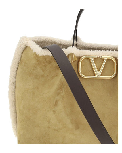 Valentino Garavani Beige Calf Leather Bos Taurus Shoulder Bag